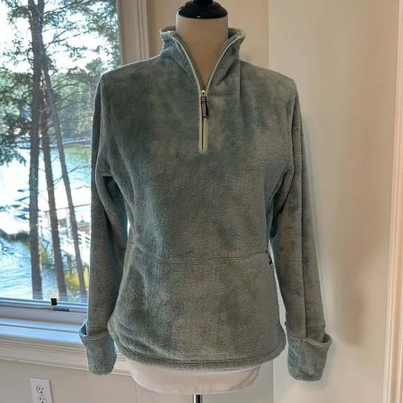The. North Face Ladies Osito Quarter Zip, Medium, Aqua Blue/Green, EUC - Picture 2 of 9